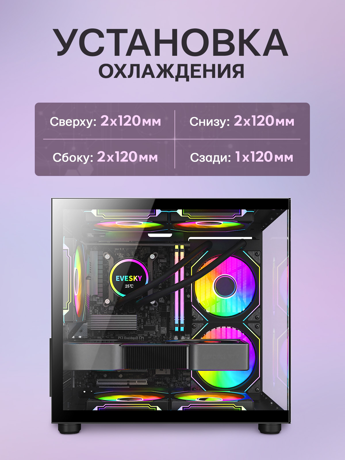Корпус игровой EVESKY Q3 + 3 ARGB кулера